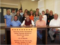 HHS SGA, Renassaince Members, FFBLA, Civitan members and other parties witness proclamation being signed